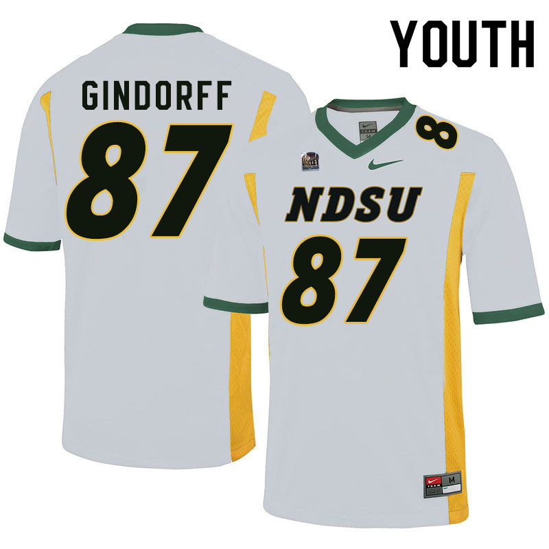 Youth #87 Noah Gindorff North Dakota State Bison College Football Jerseys Sale-White